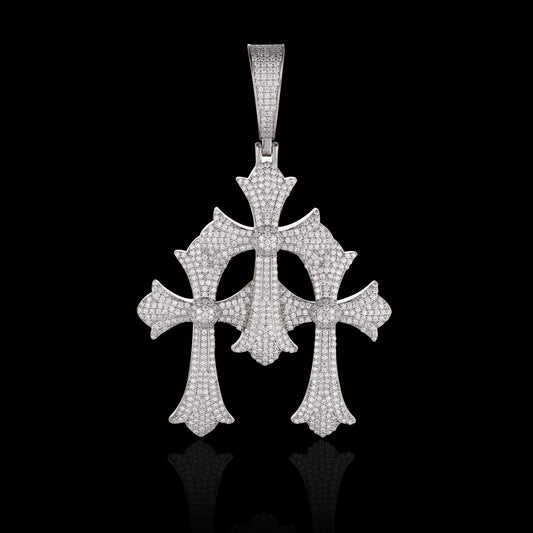 Iced Triple Cross pendant