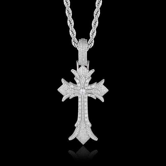 Iced Gothic Cross Pendant