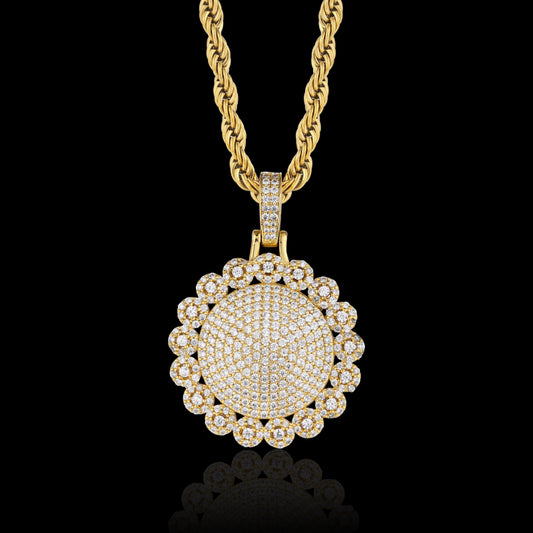 Iced Round Halo Pendant