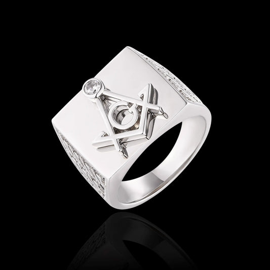 S925 Moissanite Masonic Ring