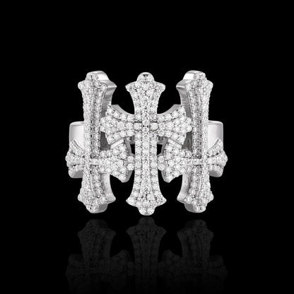 S925 Moissanite Triple Cross Ring
