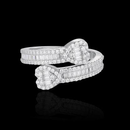 S925 Moissanite Baguette Clover Ring