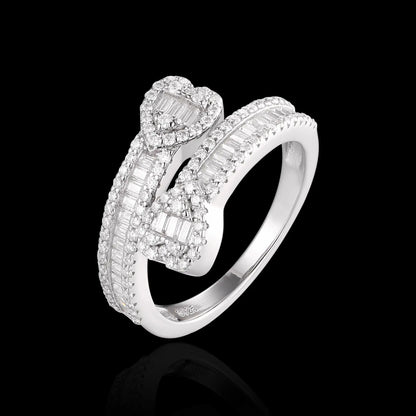 S925 Moissanite Baguette Clover Ring