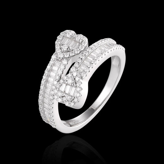 S925 Moissanite Baguette Clover Ring