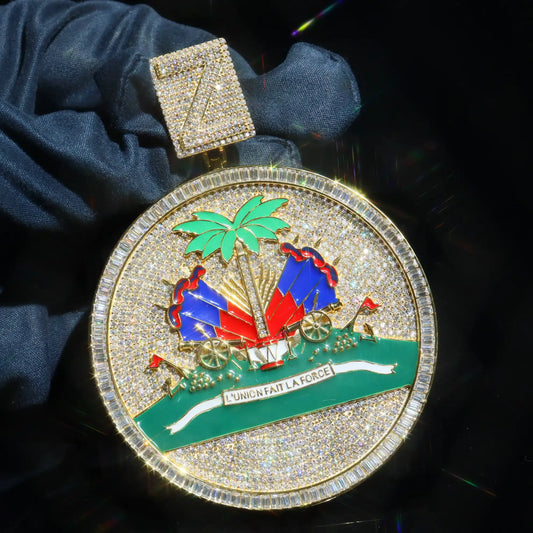 Custom Haiti Style Round Pendant