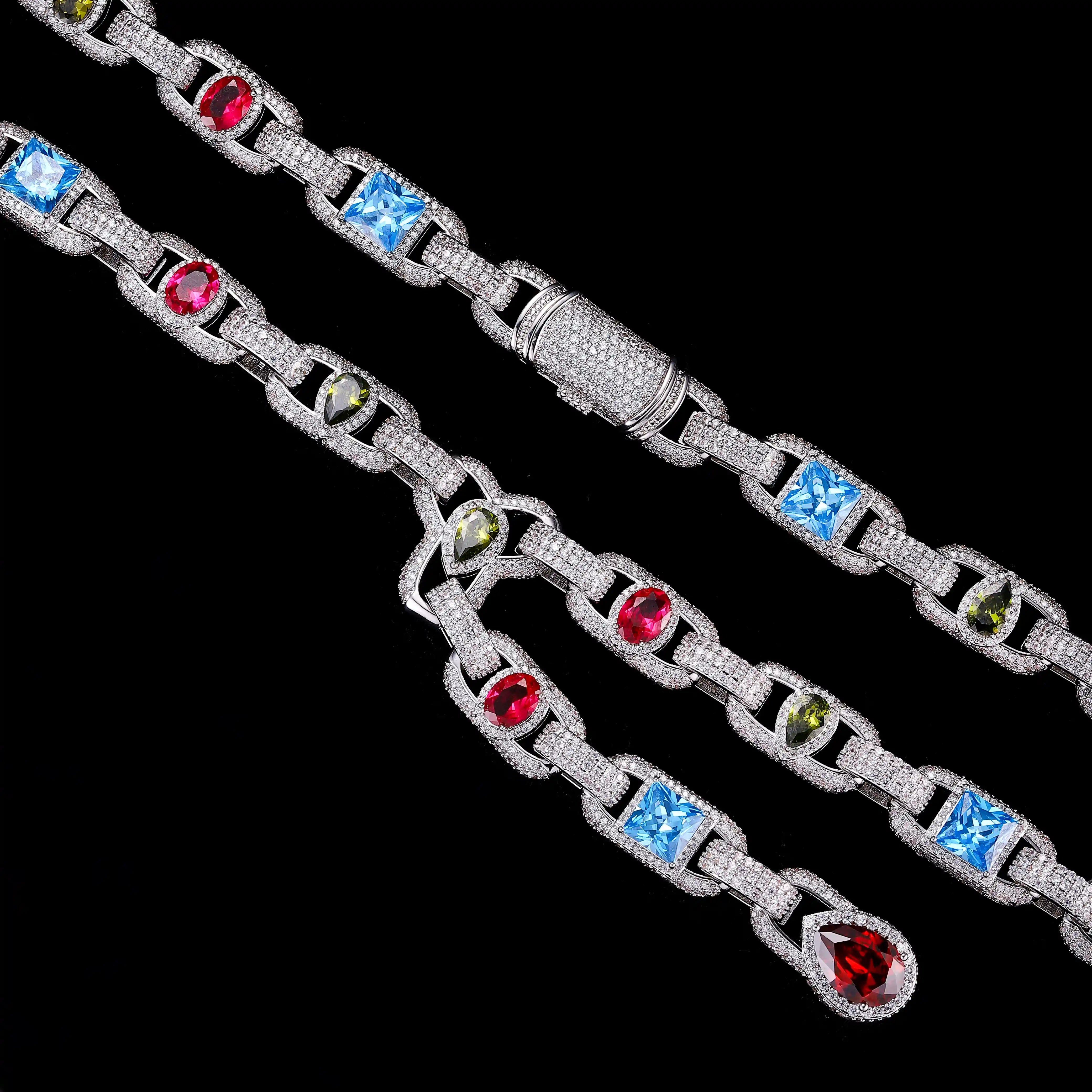 Multicolor Gemstone Teardrop Lariat Chain
